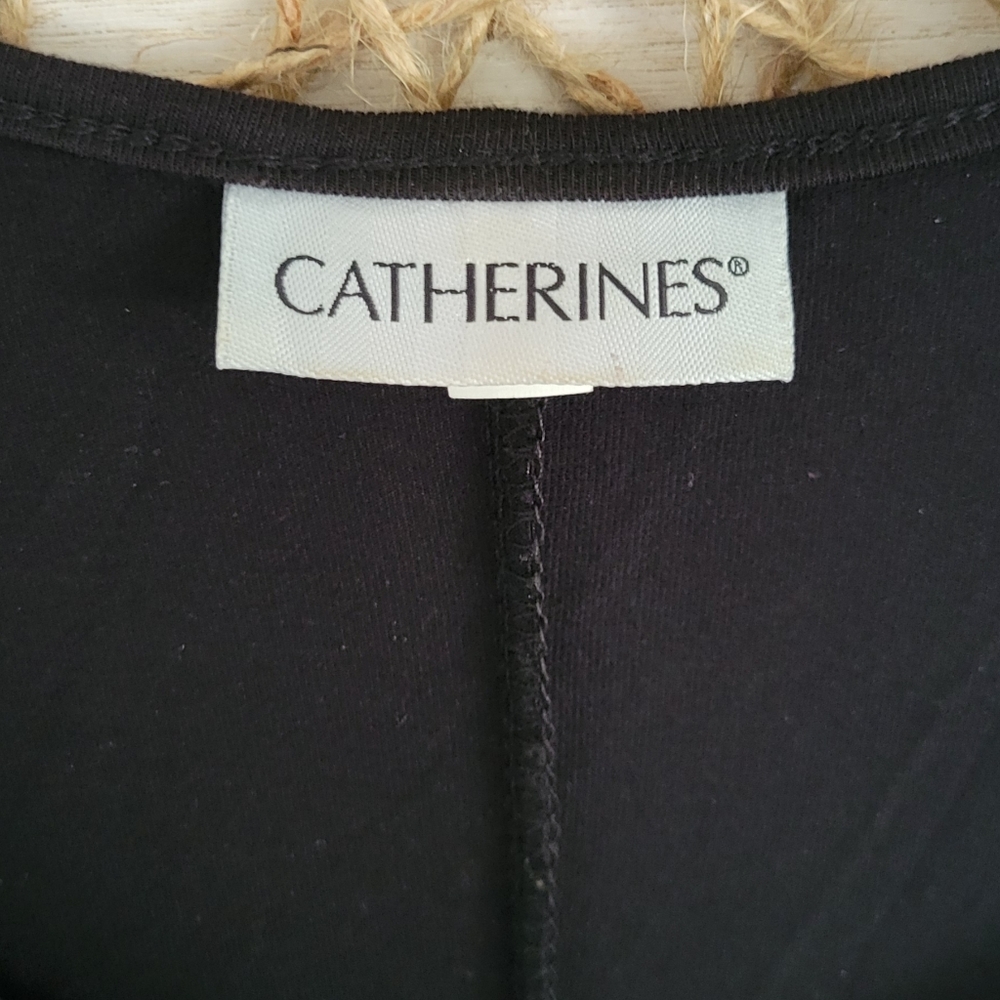 Catherines Black Maxi Short Sleeve Dress w/ Button Accents '- Size 24 - Picture 2 of 5